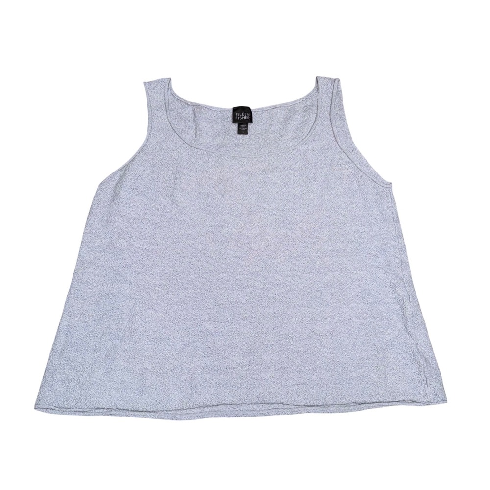 Eileen Fisher Wool Knit Tank Top Women‎ Lrg Lavender Grey Excellent Italian Yarn
